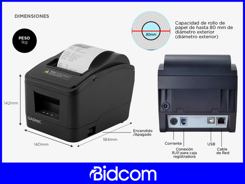 Impresora Térmica 80 Mm Comandera Gadnic Usb + Lan