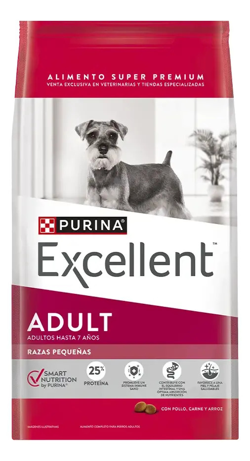 Excellent Perro Adulto Raza Mini Y Pequeña Pollo, Carne Y Arroz x 7,5 Kg