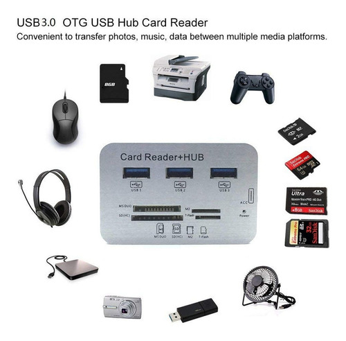 Imagem 4 de 6 de Hub Usb 3 Portas Usb 3.0 E Leitor De Cartão De Memória