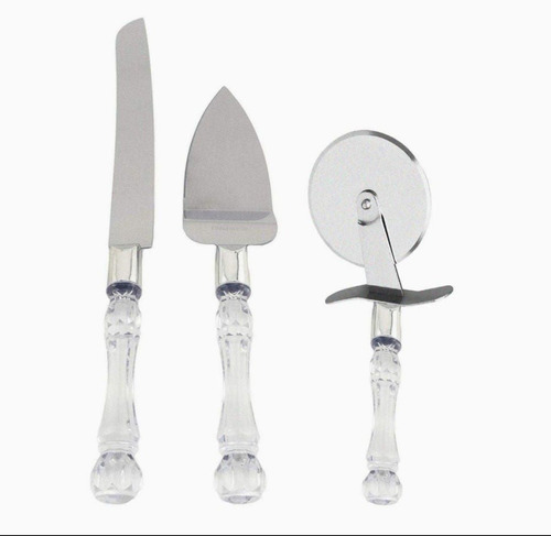 Set Para Tortas Espátula C/ Cuchillo Y Cortador Pizza