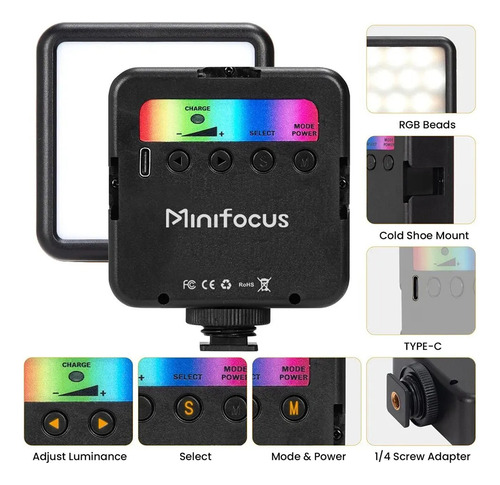 Luz Relleno Panel Led Rgb Para Camara + Soporte Zapata Fria