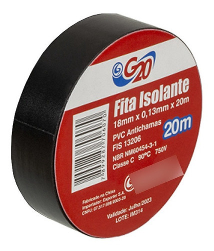 Fita Isolante 20 Metros Pvc Antichamas G20