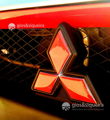 Imagem 4 de 4 de Combo Apliques Adesivos Vermelhos Lancer Completo Emblemas