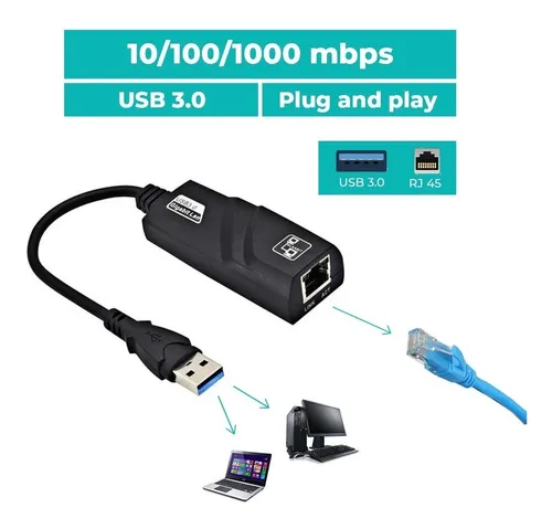 Adaptador Ethernet Usb 3 0 Rede Gigabit Rj45 10 100 1000cabo adaptador-ethernet-usb-3-0-rede-gigabit-rj45-10-100-1000cabo
