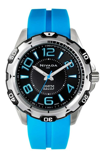 Reloj Nivada Sportman Unisex , Caucho Azul, Arábigos