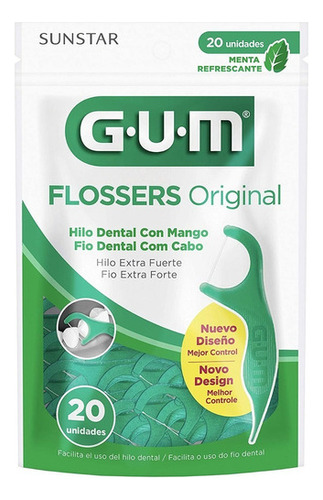 Gum Flossers - Hilo Dental Con Mango Menta Refresc Gum