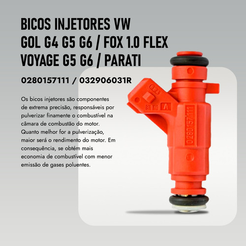 Kit 4 Bicos Injetores Gol G4 1.0 8v 2013 0280157111