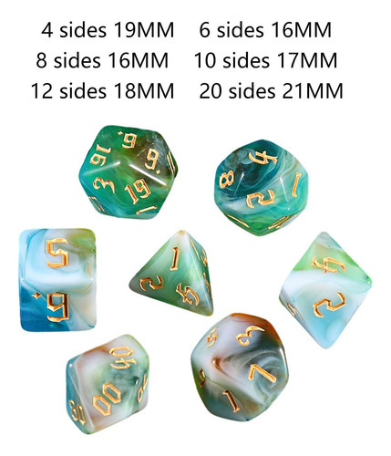 7 Uds Dados Acrílicos Juegos De Cartas Juegos De Mesa Verde