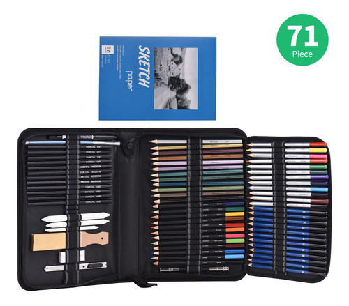 Imagem 2 de 9 de 71 Peças Profissional Lápis Coloridos Set Desenho Lápis
