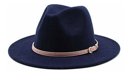 Sombrero Fedora Elegante Con Correa Rosa