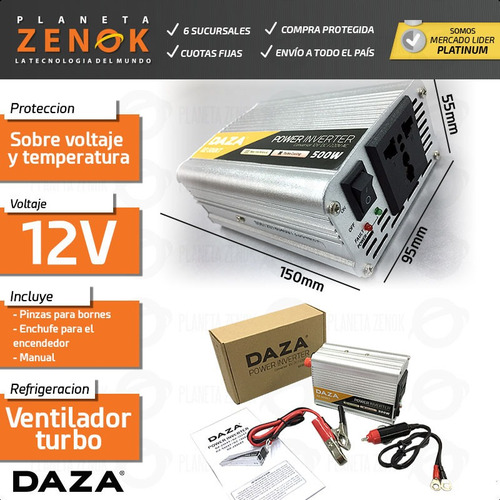 Imagen 3 de 9 de Inversor Conversor Inverter Corriente 12v 220v Auto Coche