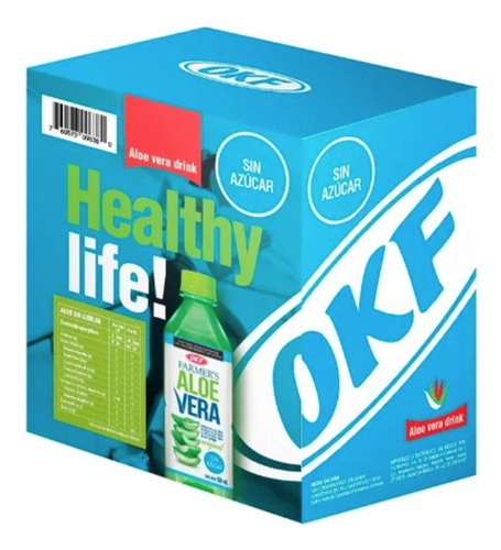 Bebida Aloe Vera Sin Azucar (12 Pz, 500 Ml C/u) Okf