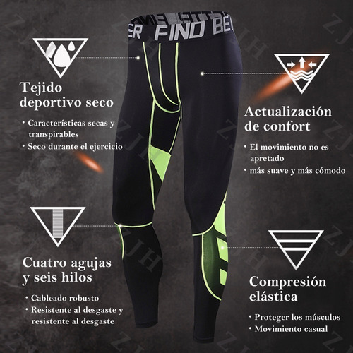 Imagen 4 de 7 de Leggings Elásticos Para Hombre Fitness - Leggings Deportivos