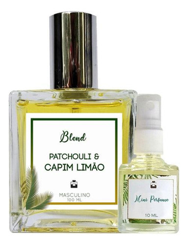 Perfume Masculino Patchouli & Capim Limão 100ml + Mini 10ml