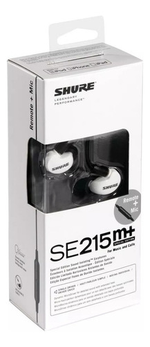 Auricular Shure Se215m+spe Con Microfono Y Volumen Color Negro