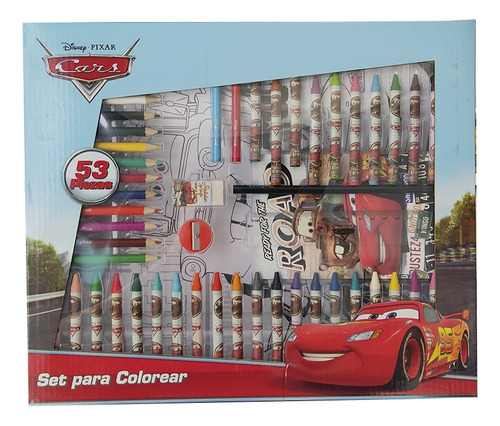 Cars Set Para Colorear 53 Piezas Lapices Y Accesorios