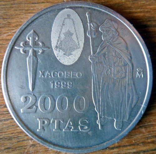 Moneda Plata España 1999 2000 Pesetas Xacobeo 3,2 Cms