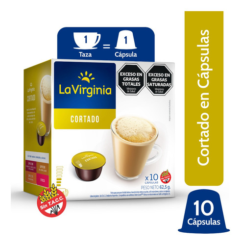 Cafe En Capsulas La Virginia Cortado X 10 Capsulas