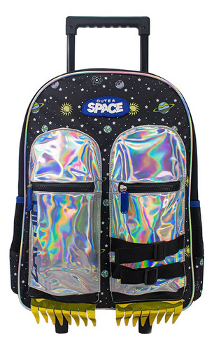 Mochila Con Carro Metalizada Escolar Zaphir Outer Space