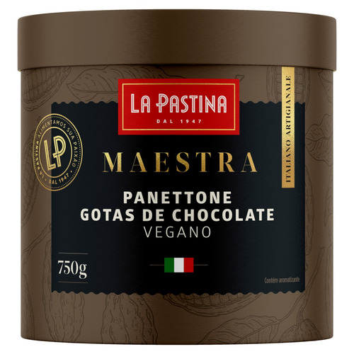 Panettone com Gotas de Chocolate Vegano La Pastina Maestra Lata 750g
