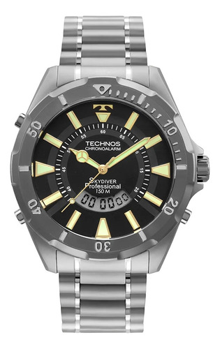 Relógio Masculino Technos Anadigi Skydiver Titânio Grafite