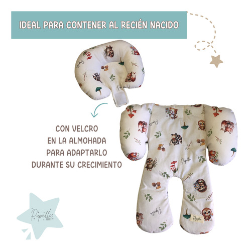 Reductor Huevito Bebe Cochecito Universal Reversible Algodon Animalitos Del Bosque