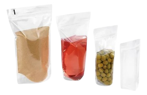 100 Bolsa 1 Kilo Doypack Hermético, Transparente, Líquidos
