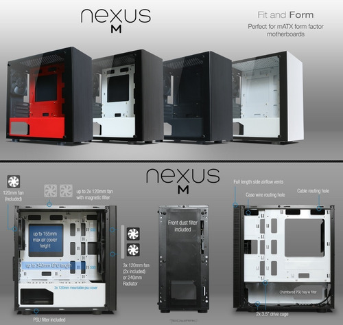 Imagen 8 de 8 de Gabinete Tecware Nexus M-atx Vidrio Templado 3 Coolers 120mm