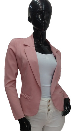 Imagen 3 de 5 de Saco Blazer Cuello Solapa Mujer Juvenil