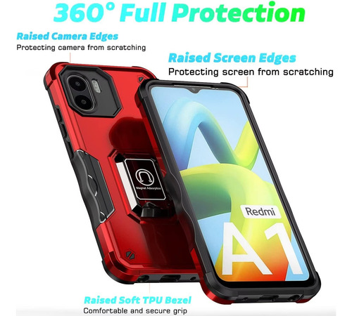 Funda Para Redmi A1/a2/a1+/a2+ Uso Rudo Carcasa+mica Rojo Redmi A1/a2/a1+/a2+/xiaomi Poco C50/poco C51