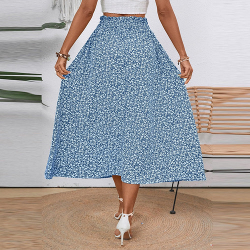 Saia Feminina P, Moda, Casual, Verão, Com Cordão, Estampa De