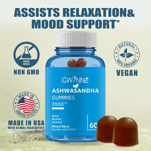Gwynne Gomitas De Vitaminas Con Sabor A Bayas Mixtas 60 Gomitas Reduce El Estrés Favorece El Sueño Y Mejora La Calidad De Vida 2pcs