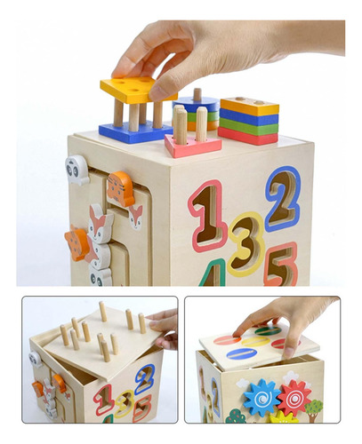 Actividad De Madera Cubo Ocupado Niños Pequeños Forma