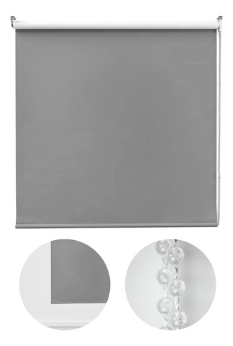 Persiana Enrollable Cortina Roller Lisa 60cm X 180cm Colores Gris Oscuro