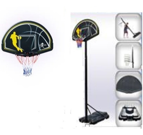 Imagen 3 de 6 de Tablero Aro Pie Jirafa Basquet Ez Life Pvc + Pelota