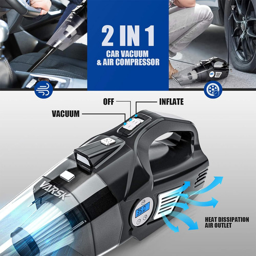 Aspirador De Coche 4 En 1 De Alta Potencia, Inflador De Neum