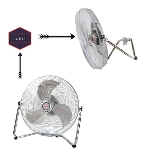 Ventilador De Piso Y Pared Mytek 3348 De 18 Pulgadas 2 En 1 Cantidad de aspas 3 Color de la estructura Gris Color de las aspas Gris Diámetro 45.72 cm Frecuencia 60HZ Material de las aspas Metalicas