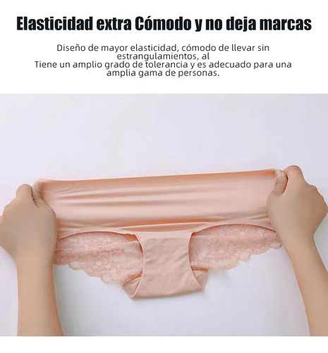 Bragas Transpirables Y Cómodo De Seda Hielo De Encaje 6 Pcs