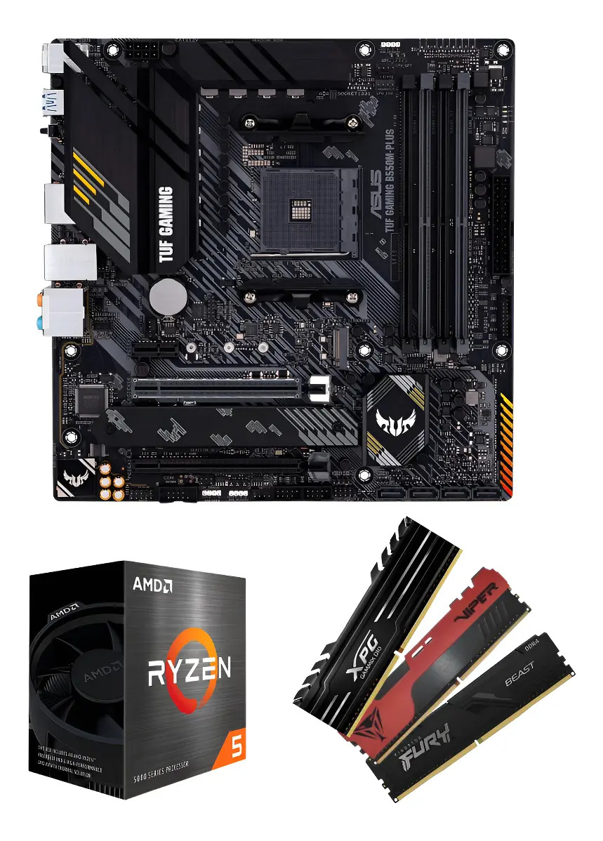 Kit Upgrade Ryzen 5 5500x3d + B550m Tuf + 16gb 3200mhz - Preto