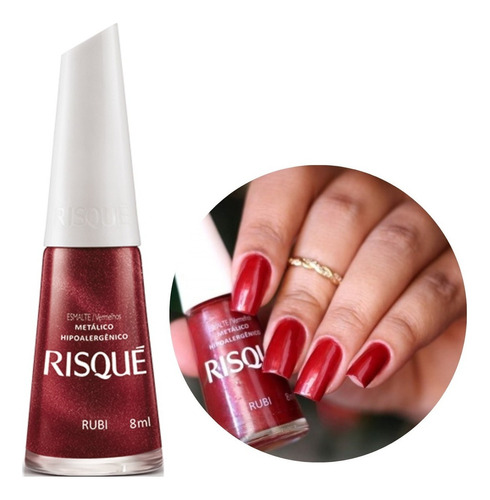 Esmalte Risque Rubi Metálico Vermelho Hipoalergênico