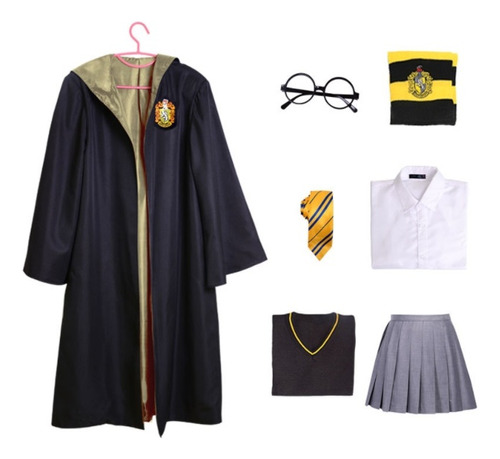 Gryffindor Conjunto Uniforme Niña Hermione Disfraz Capa Fal