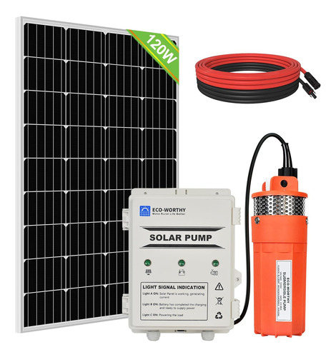 Bomba Pozo Solar  12v + Kit Panel Solar120w + Batería 10ah