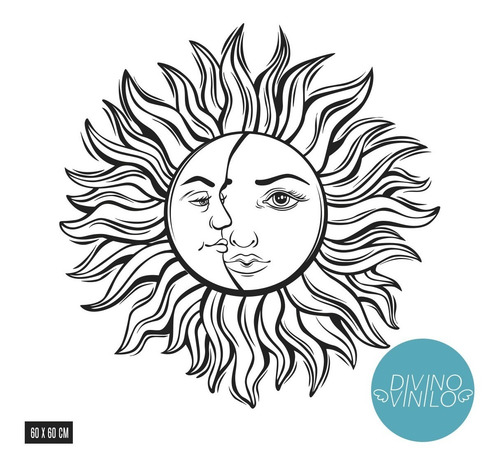 Imagen 1 de 3 de Vinilo De Pared Eclipse Sol Y Luna Boho