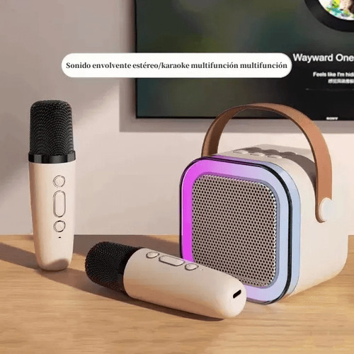 Máquina De Karaoke Altavoz Bluetooth Para Niños 2 Micrófonos Blanco
