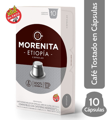 Morenita Cafe En Capsulas Espresso Etiopia 10 Capsulas