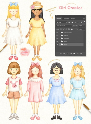 Kit Imagenes Png Cliparts Niñas Nena Ropa P Armar Es71