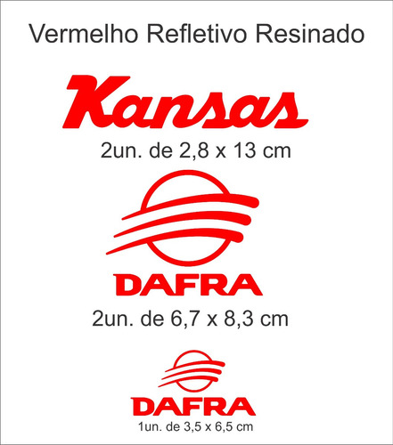  Adesivo Resinado Compatível Dafra Kansas Custon Vermelho 