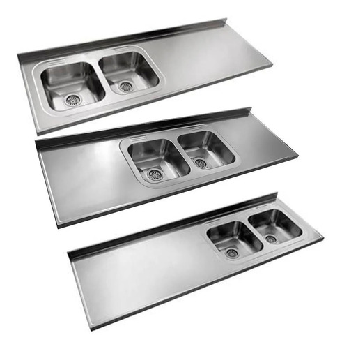 Mesada De Cocina Acero 1.80x61 Doble Bacha Johnson