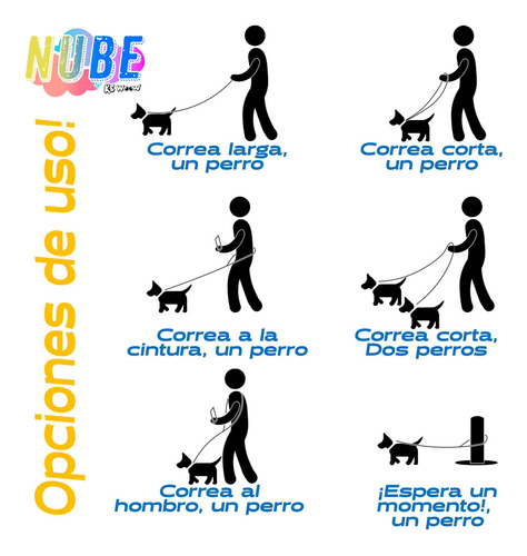 Correa Nube 2.3 M Multiusos 2 Broches Collar Y Placa Mediano