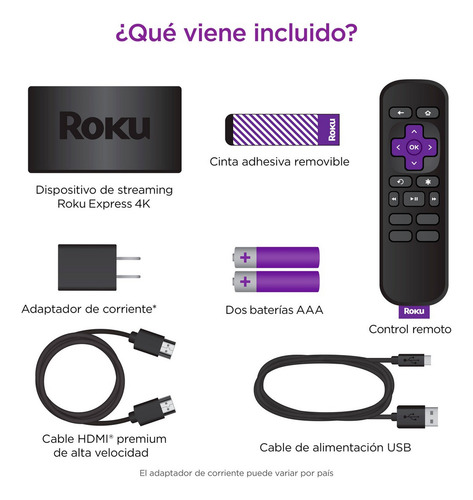 Roku Express 4K Streaming TV UHD HDR con Control Remoto 3940 1GB de memoria RAM Negro - Excelente (Reacondicionado)